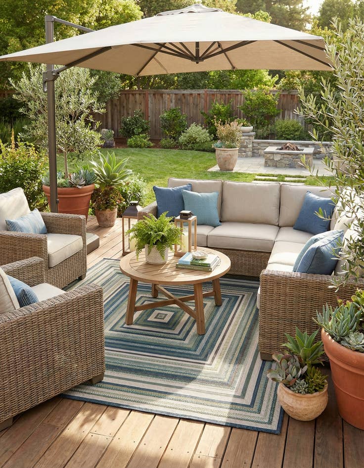 Detail image of 7' 10 x 7' 10  Washable Baja Indoor / Outdoor Square Rug