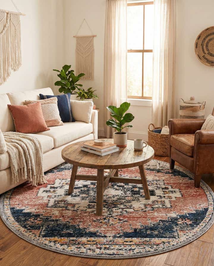 Rust Red 7' x 7' Tucson Round Rug | Rugs.com