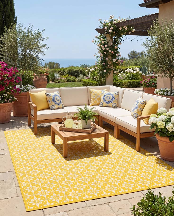 Detail image of 10' x 14' Easy-Clean Trellis Indoor / Outdoor Rug