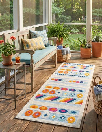 Blue Easy-Clean Aruba Indoor / Outdoor Runner Rug