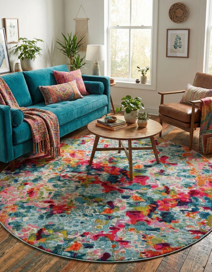 10' x 10' Washable Theia Round Rug