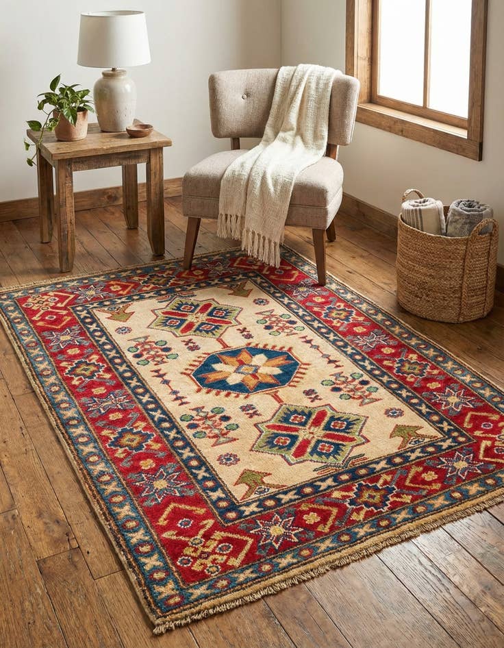 Detail image of 2' 9 x 4'  Hand Knotted Kazak Rug