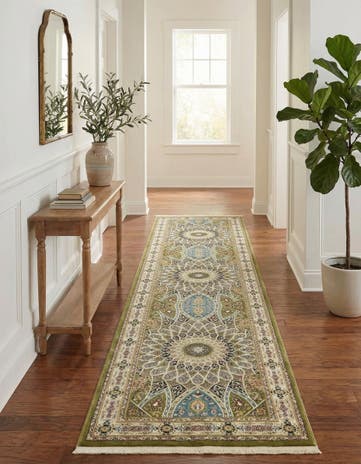 Green Nain Design Runner Rug