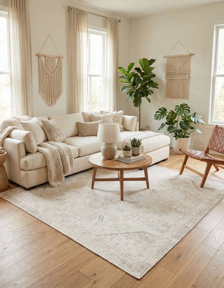 Detail image of 10' x 10'  Washable Aztec Indoor / Outdoor Square Rug