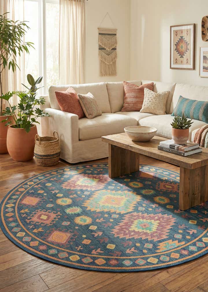 10' x 10' Easy-Clean Baja Indoor / Outdoor Round Rug