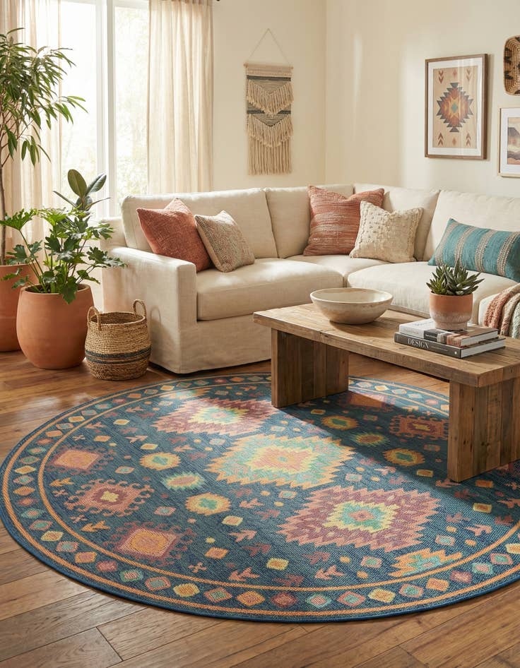 Detail image of 10' x 10' Easy-Clean Baja Indoor / Outdoor Round Rug