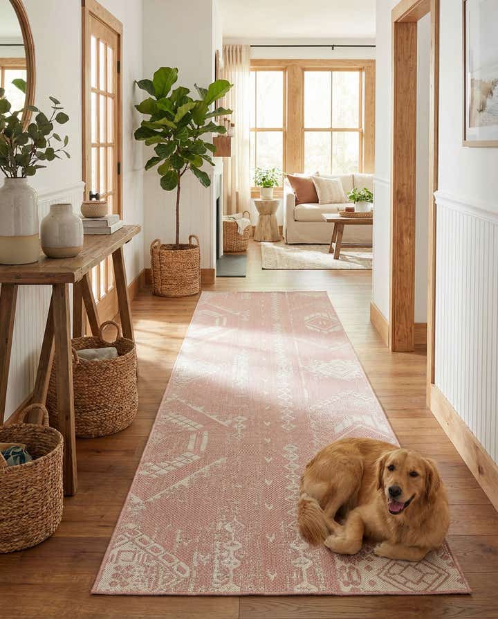 3' 3 x 14' Easy-Clean Bohemian Indoor / Outdoor Runner Rug