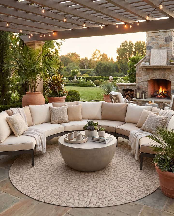 7' 10 x 7' 10 Easy-Clean Safari Indoor / Outdoor Round Rug