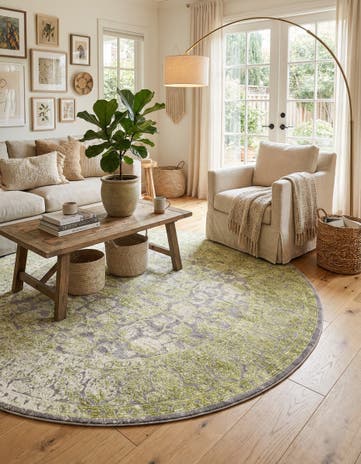 Light Green Modern Classical Round Rug