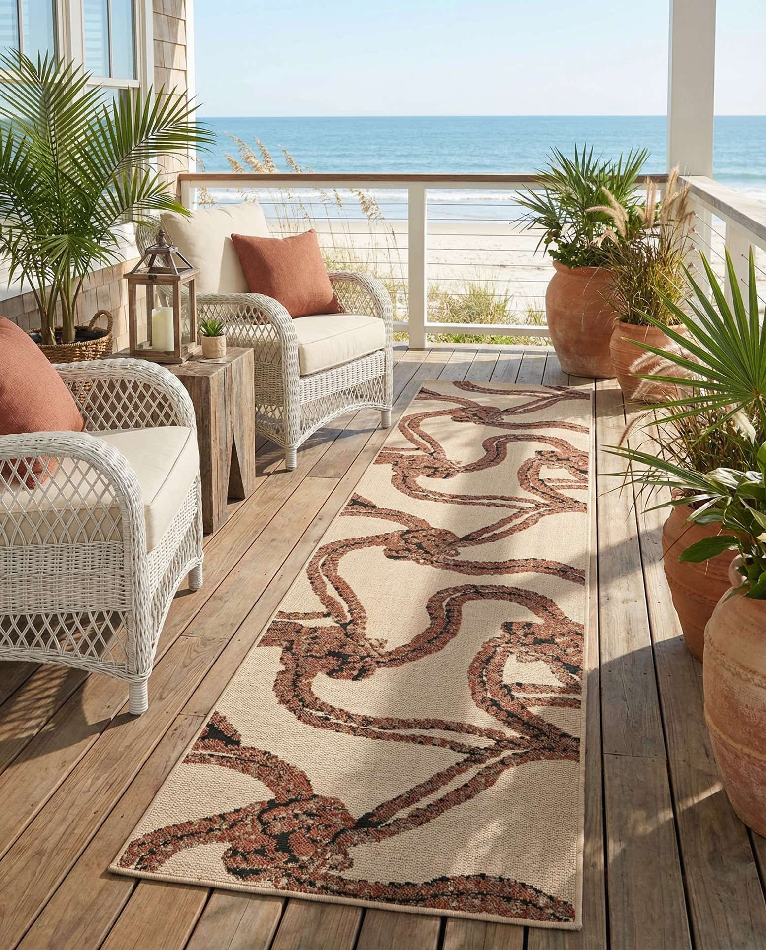 2' 7 x 12' Easy-Clean Coastal Indoor / Outdoor Runner Rug