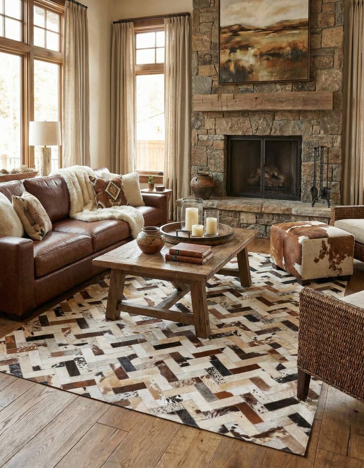 Detail image of  5' 3 x 7' 8 Cowhide Rug