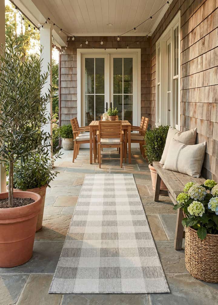 2' 7 x 12' Easy-Clean Checkered Indoor / Outdoor Runner Rug