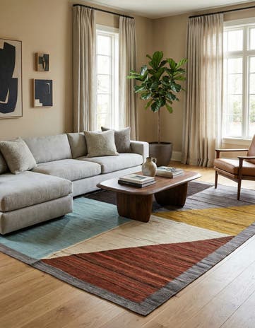 5' 9 x 8' Hand Woven Kilim Modern Wool Rug