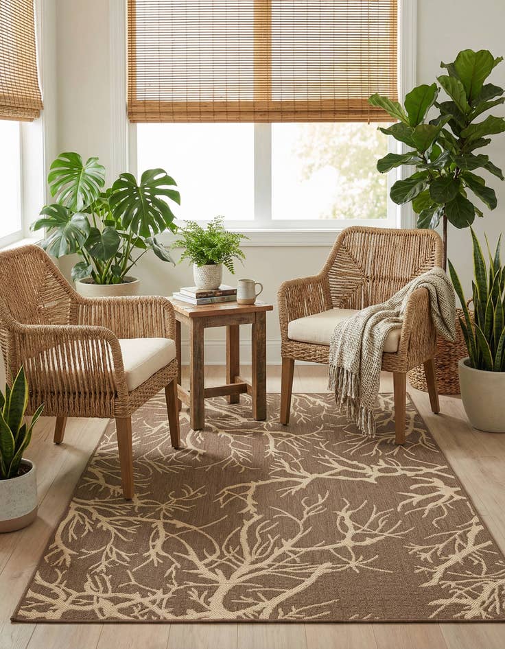 Detail image of  4' x 6'  Washable Botanical Indoor / Outdoor Rug