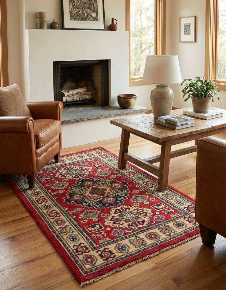 Detail image of 2' 7 x 4' 3  Hand Knotted Kazak Rug