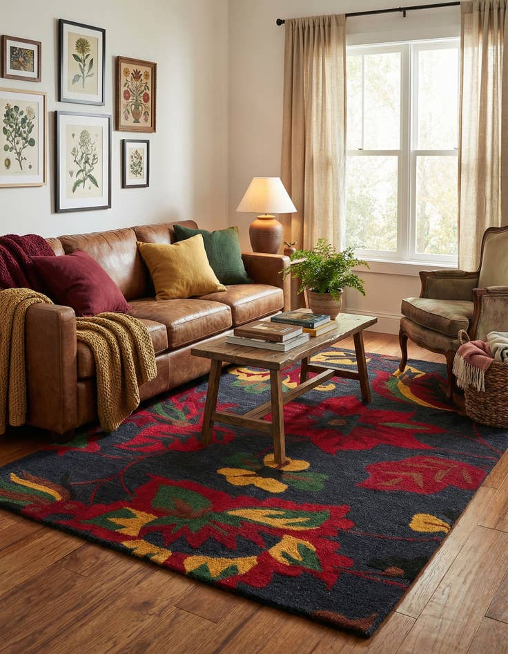 Detail image of 5' 1 x 8' Agra Wool Rug