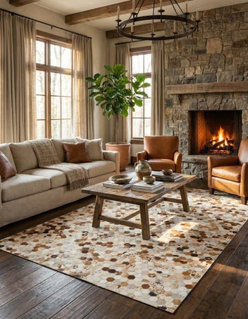 5' 2 x 8' Cowhide Leather Rug