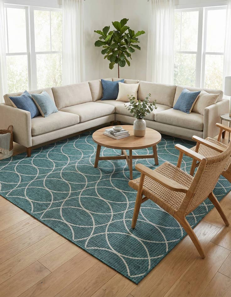 Detail image of 7' 10 x 11'  Washable Trellis Indoor / Outdoor Rug