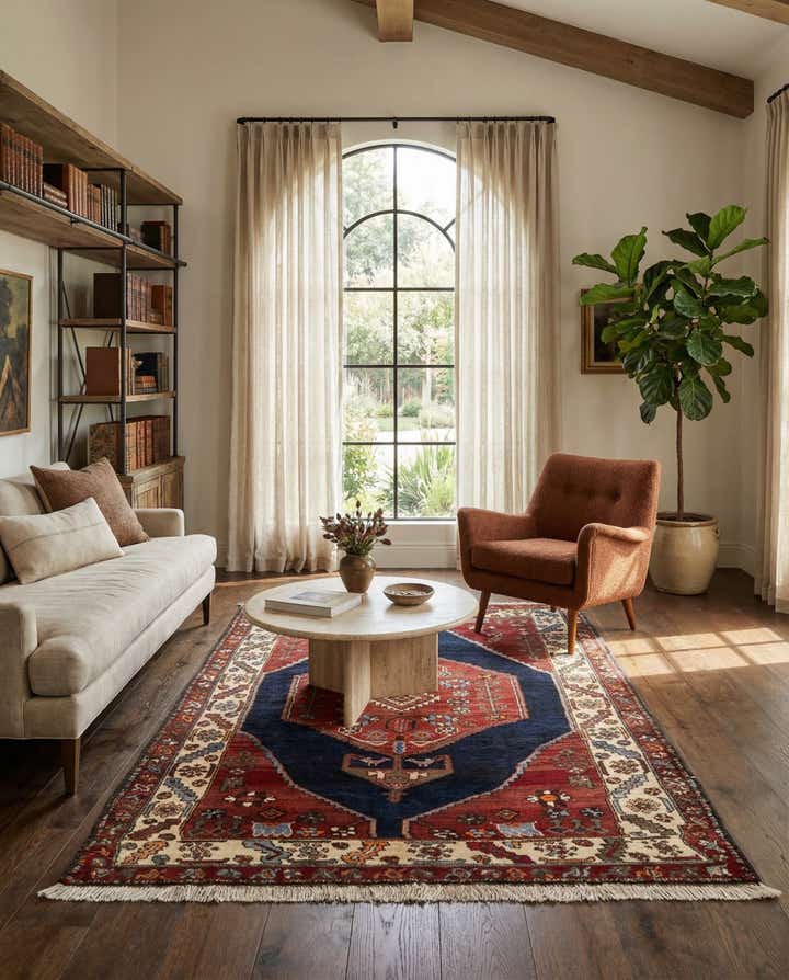 4' 4 x 6' 3 Shahsavan Wool Rug
