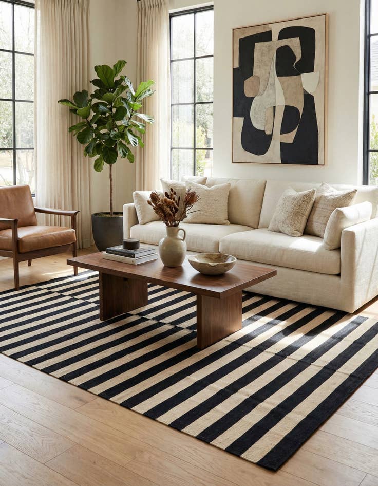 Detail image of 5' 3 x 5' 3  Hand Woven Kilim Modern Wool Square Rug