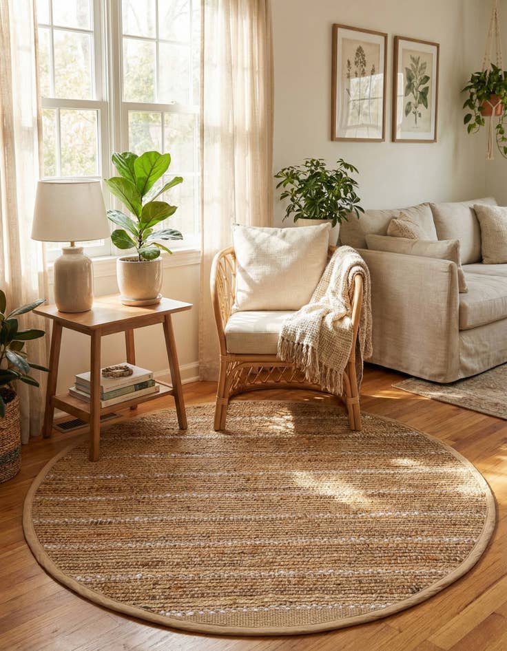 Detail image of 3' 1 x 3' 1  Hand Braided Laurel Handwoven Jute Round Rug