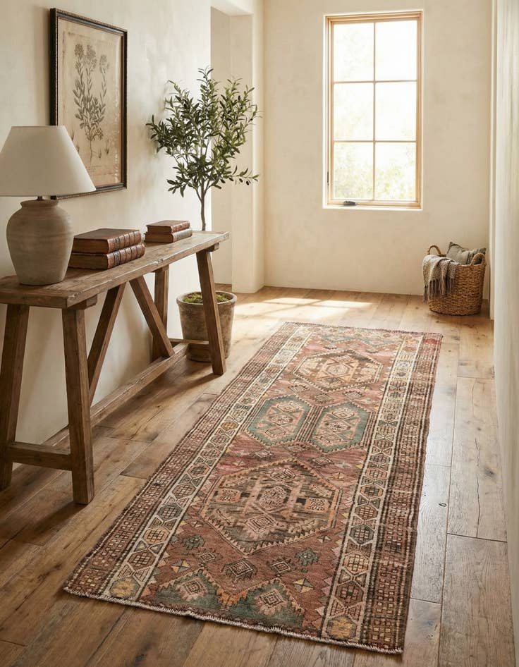 Detail image of 3' 10 x 10' 9  Hand Knotted Ultra Vintage Persian Wool Runner Rug