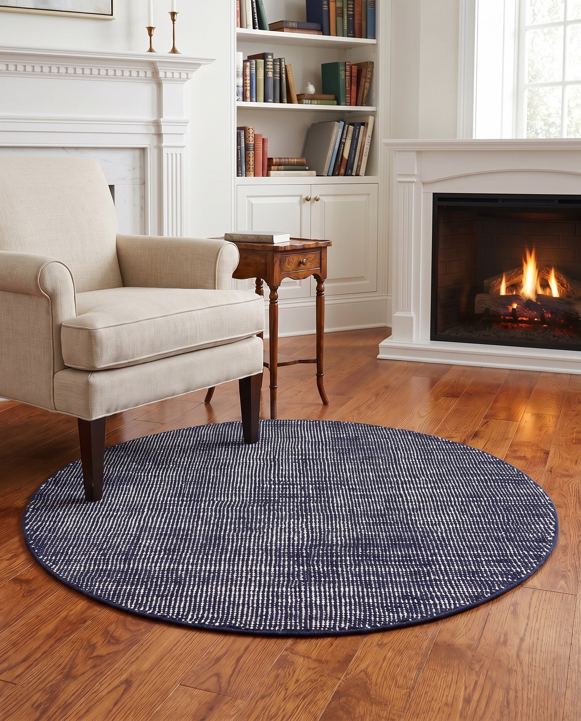 4' 1 x 4' 1 Hand Woven Jill Zarin English Manor Farmhouse Wool Round Rug