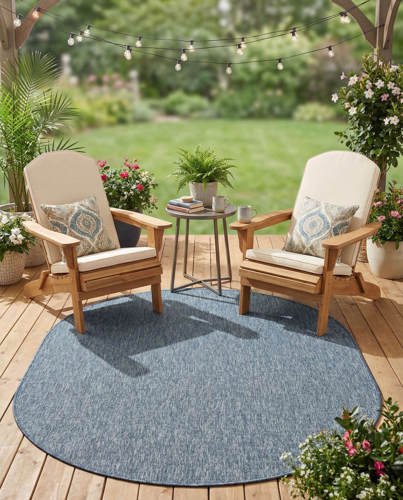 5' 3 x 8' Easy-Clean Solid Indoor / Outdoor Oval Rug