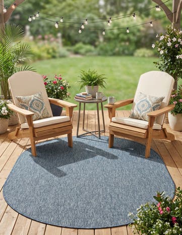5' 3 x 8' Easy-Clean Solid Indoor / Outdoor Oval Rug