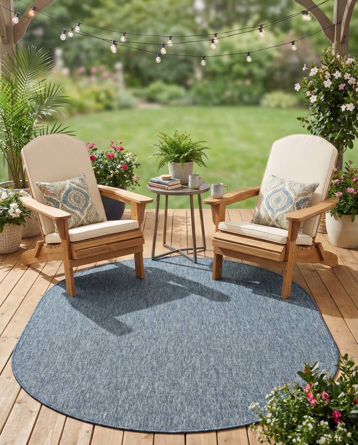 Detail image of 5' 3 x 8' Easy-Clean Solid Indoor / Outdoor Oval Rug