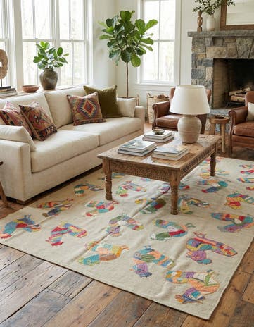 4' 10 x 6' 9 Hand Woven Kilim Suzani Wool Rug
