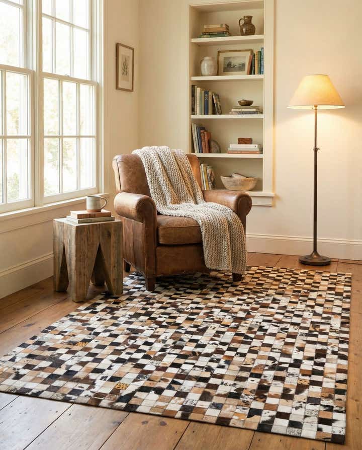 5' x 8' Cowhide Leather Rug