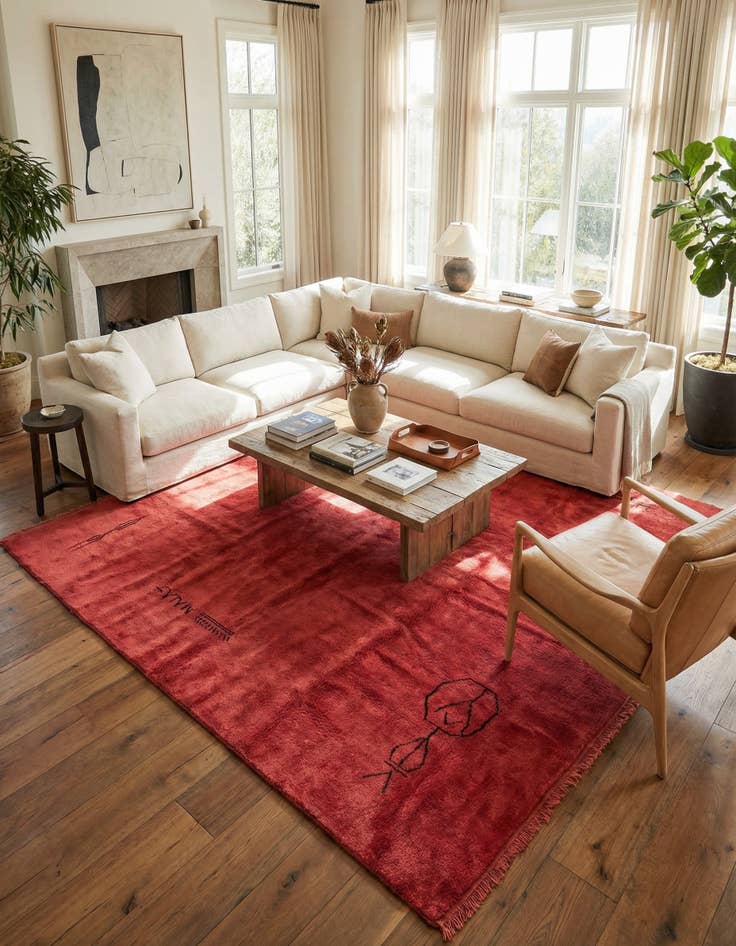 Detail image of 10' 2 x 13'  Hand Knotted Moroccan Wool Rug