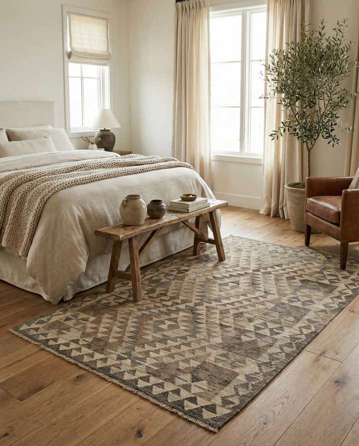 4' x 5' 11 Hand Woven Kilim Maymana Wool Rug