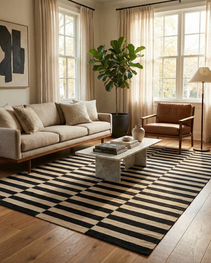 Detail image of 6' 7 x 9' 8 Hand Woven Kilim Modern Wool Rug