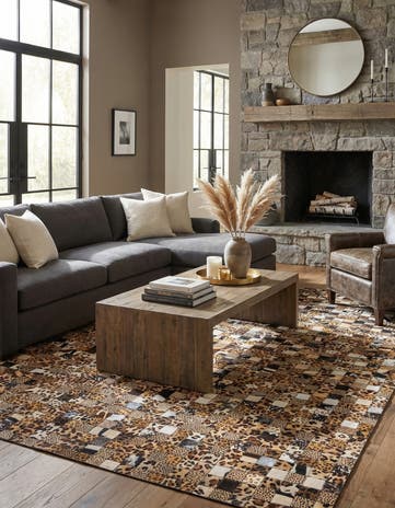 5' 1 x 8' Cowhide Leather Rug