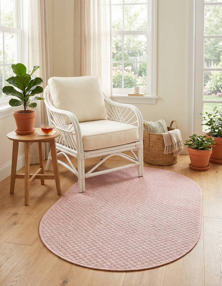 Detail image of 2' x 3'  Washable Solid Indoor / Outdoor Oval Rug