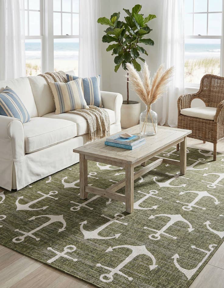 Detail image of 6' x 9'  Washable Coastal Indoor / Outdoor Rug