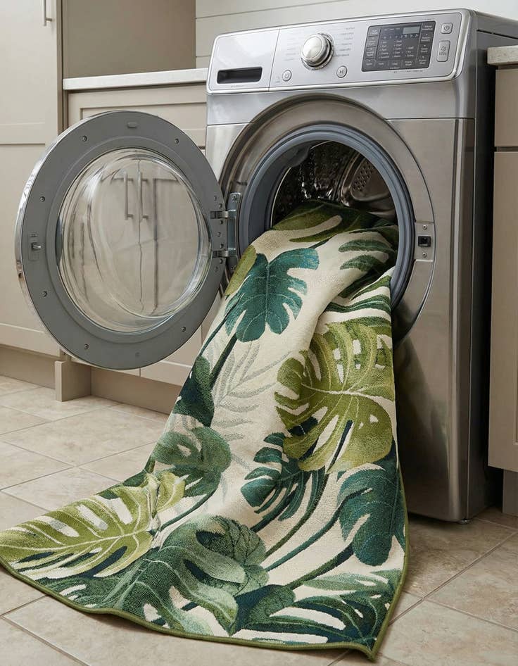 Detail image of 4' x 6'  Washable Botanical Indoor / Outdoor Rug