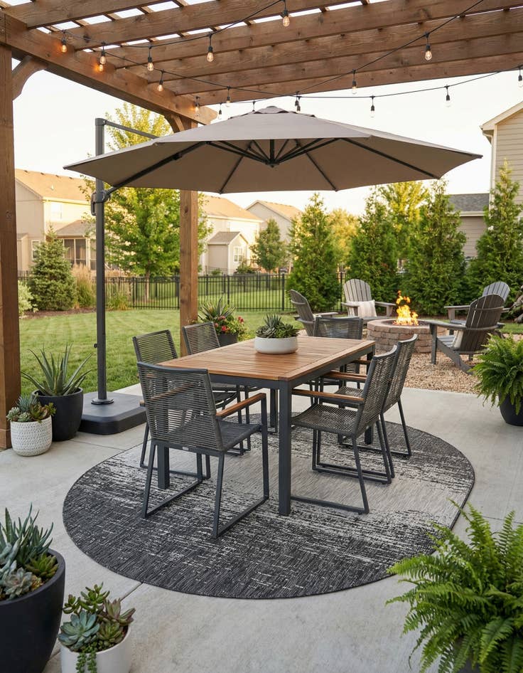 Detail image of 7' 10 x 10'  Washable Modern Indoor / Outdoor Oval Rug