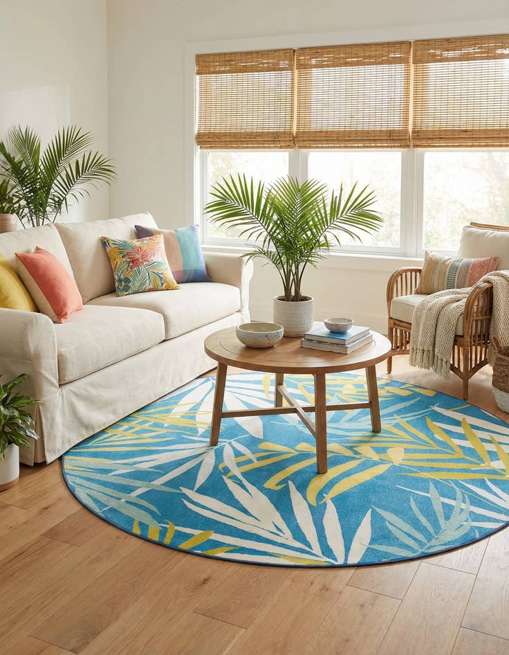 Detail image of 7' 10 x 7' 10 Easy-Clean Jill Zarin Caribbean Indoor / Outdoor Round Rug