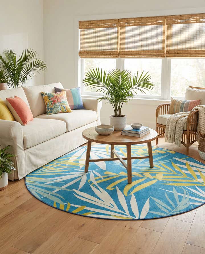 7' 10 x 7' 10 Easy-Clean Jill Zarin Caribbean Indoor / Outdoor Round Rug