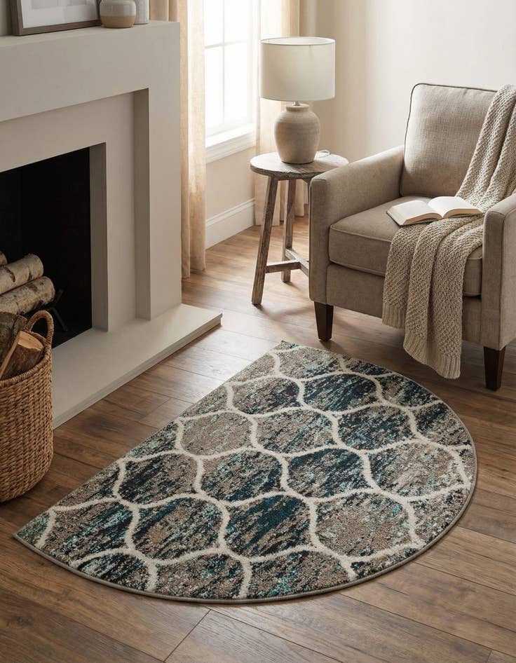 Detail image of 2' 7 x 4' Trellis Frieze Hearth Rug