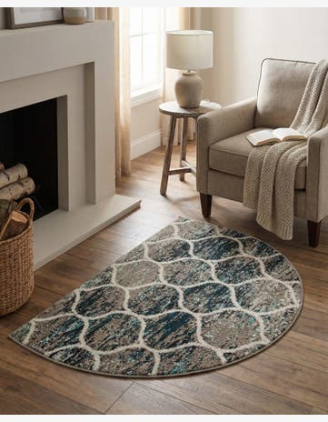 2' 7 x 4' Trellis Frieze Hearth Rug