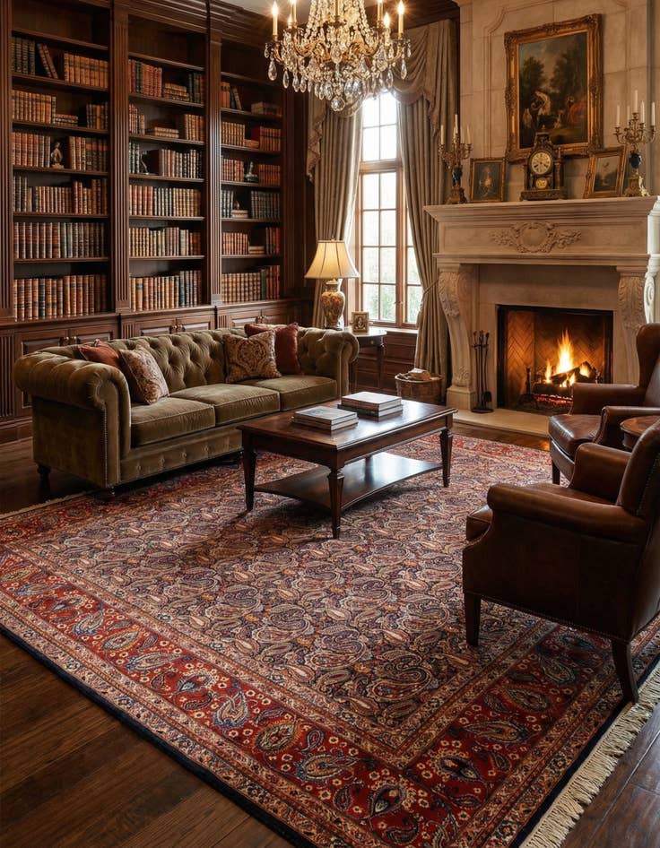 Detail image of  10' x 12' 8 Kashan Wool Rug