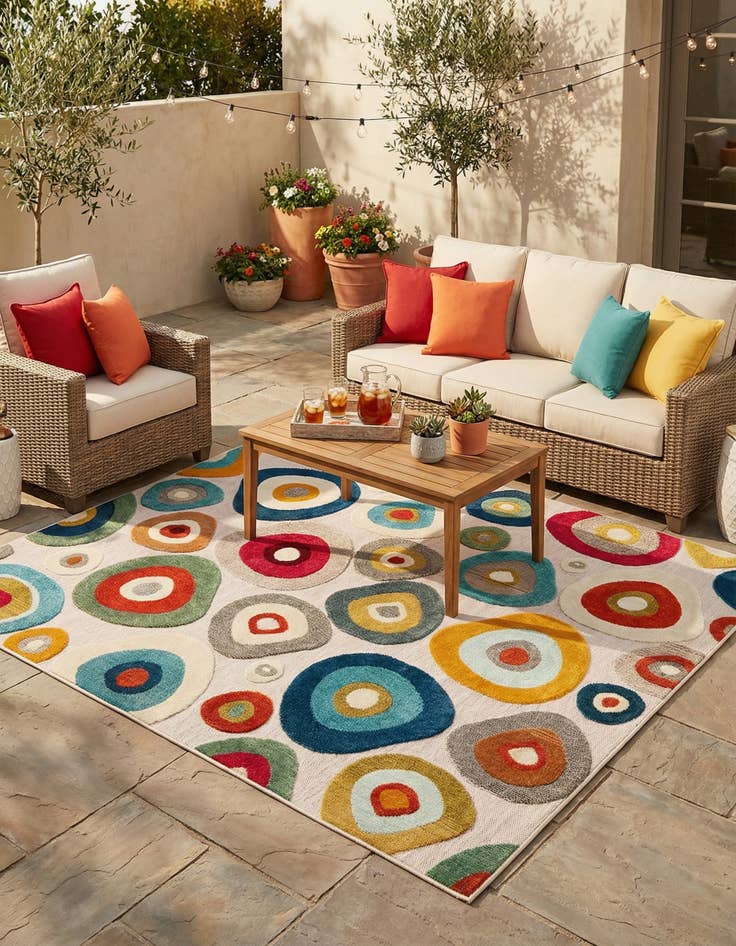Detail image of 7' 10 x 7' 10  Washable Casablanca Indoor / Outdoor Square Rug