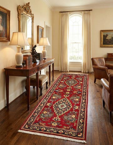 2' 6 x 6' 9 Hand Knotted Qom Persian Runner Rug