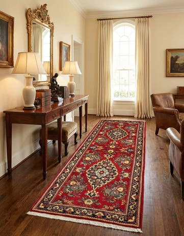 2' 6 x 6' 9 Hand Knotted Qom Persian Runner Rug