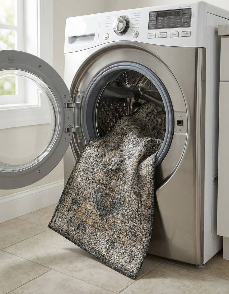 Detail image of 2' x 5' 3  Washable Traditional Indoor / Outdoor Runner Rug