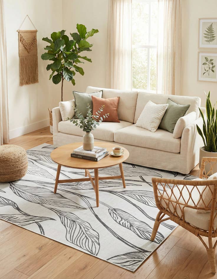 Detail image of  9' x 12'  Washable Botanical Indoor / Outdoor Rug